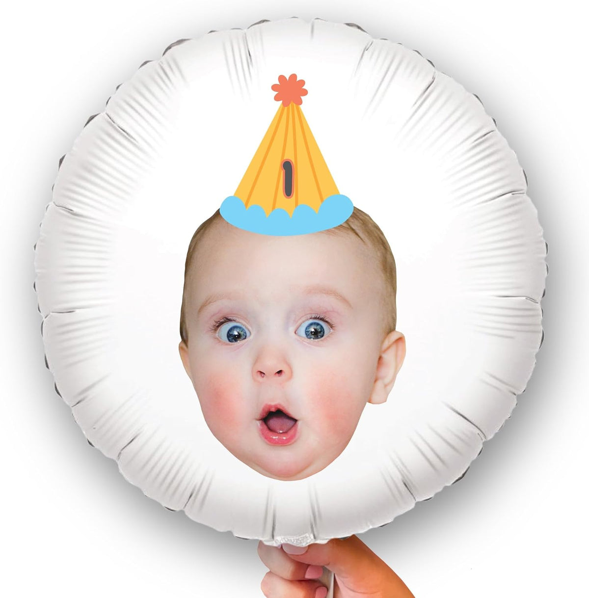 Big Dot of Happiness Personalized Party Time Happy Birthday Colorful Cone Hat Fun Face Photo