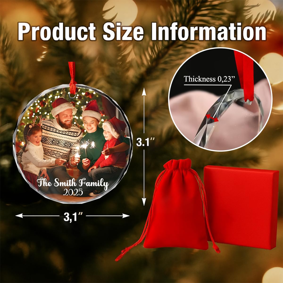 Personalized Christmas Ornaments with Names, Couple Glass Ornament, Custom Wedding Gifts for