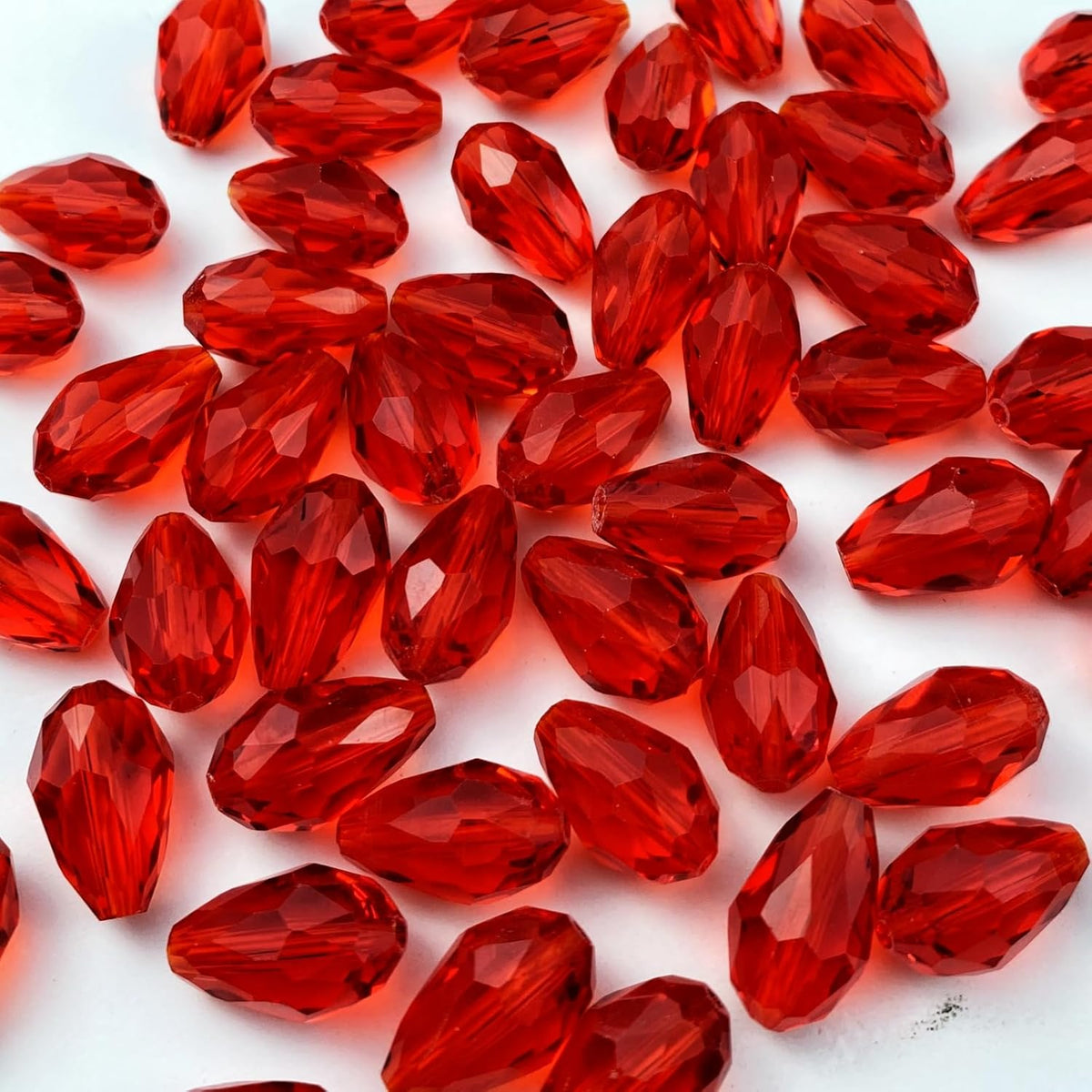 130pcs 6x8mm Teardrop Crystal Glass Beads Vertical Hole Faceted Glass Teardrop Spacer Beads for