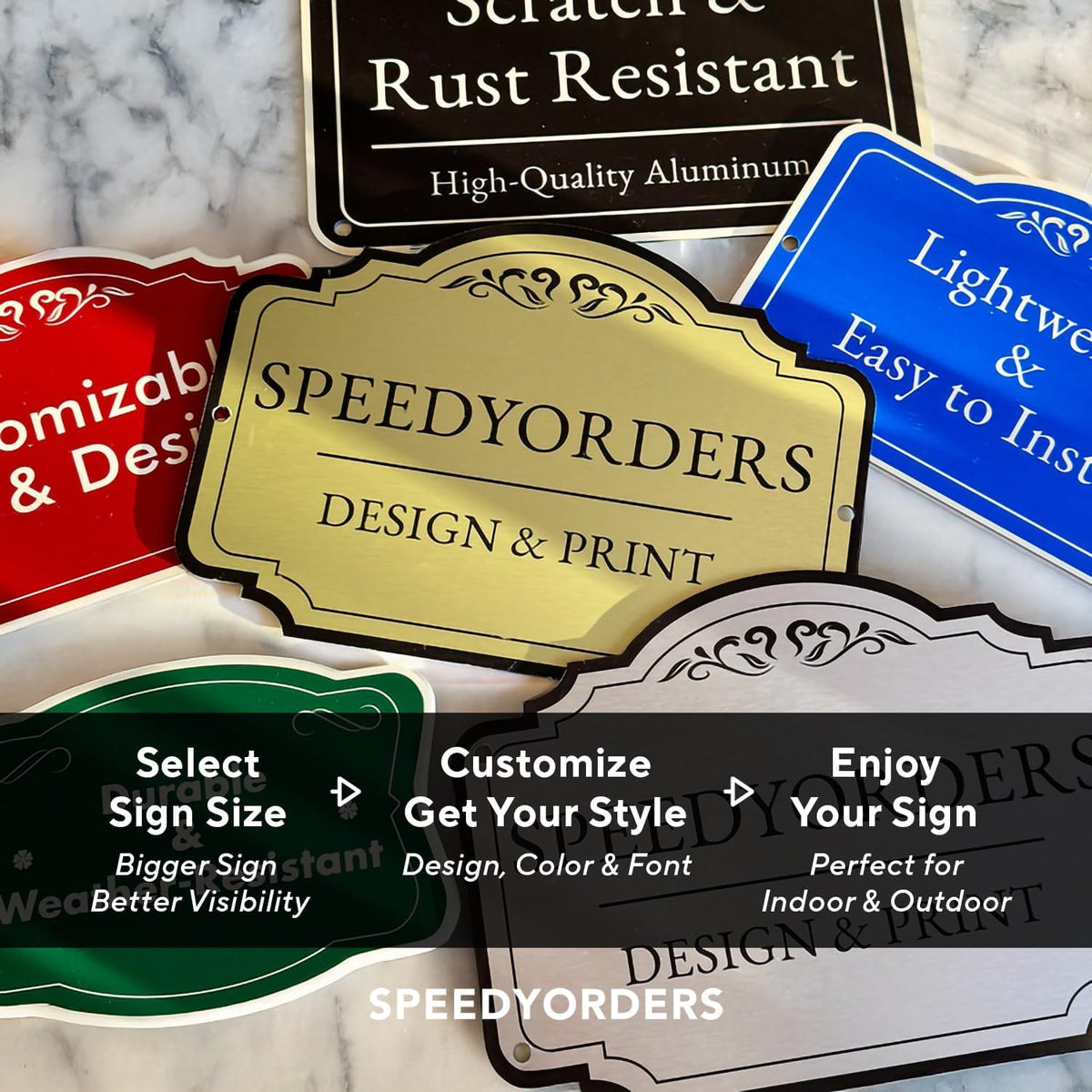 Custom Decorative Outdoor Metal Sign - Personalized Aluminum Design 1 Blue Steel - 24x24 In