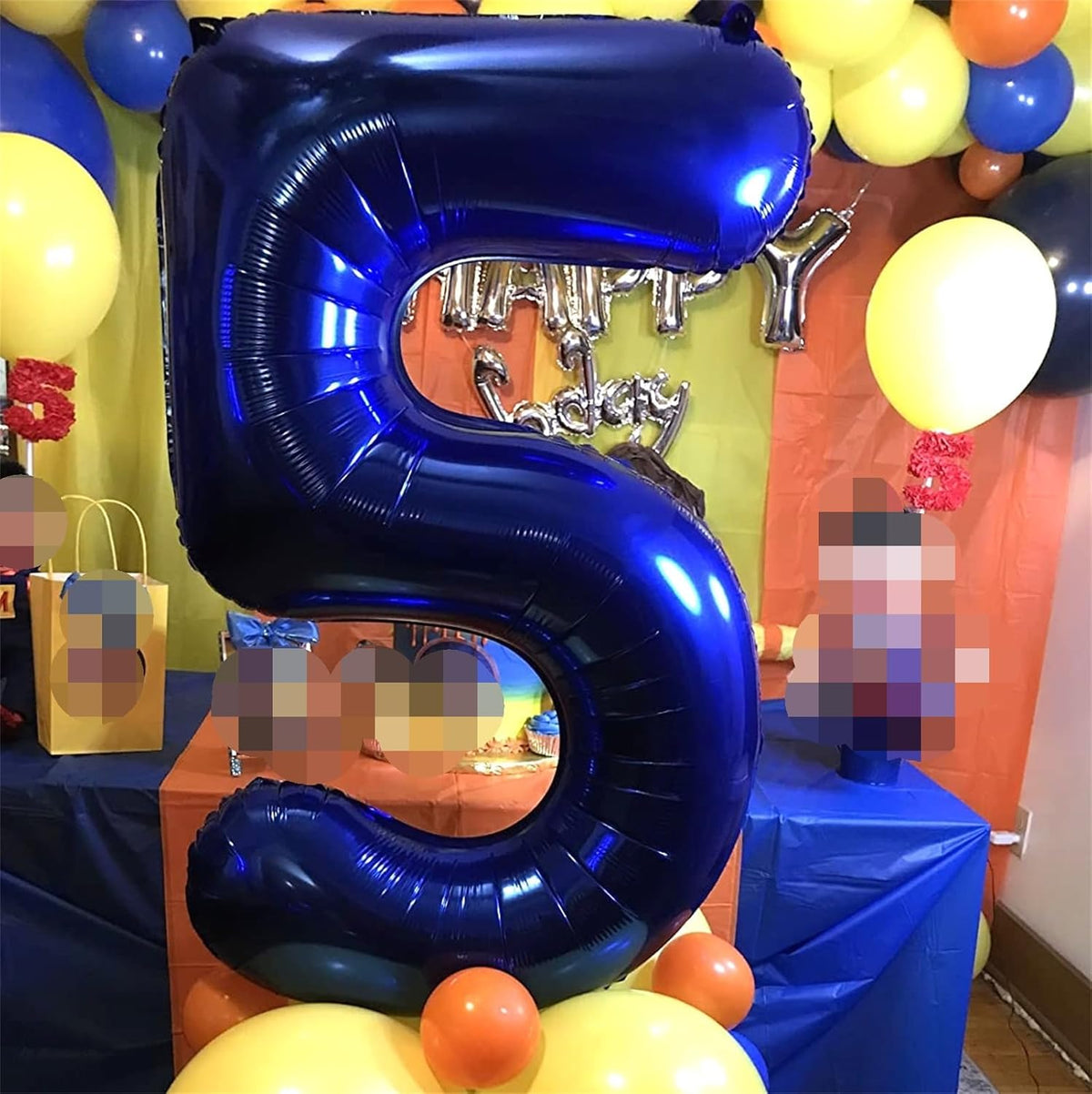 Navy Blue Foil Balloon Number 4, 40'' Giant Self Inflating Number Balloons Set 0-9, Large Dark Blue