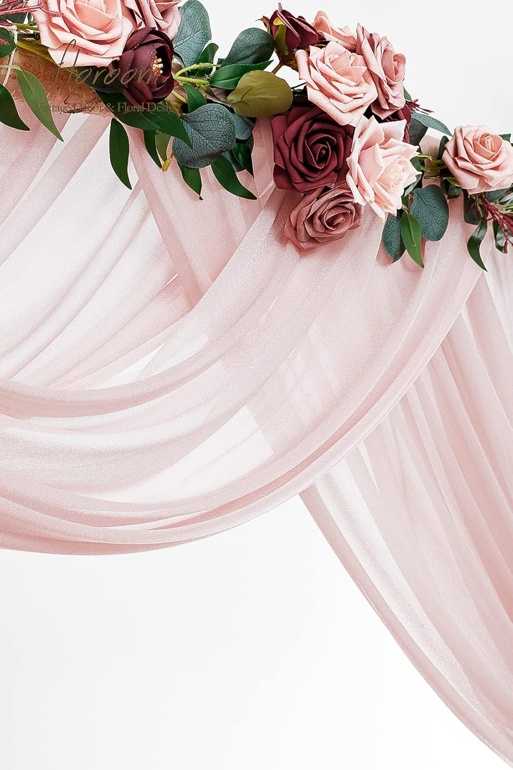 Floroom Wedding Arch Draping Fabric 2 Panels 20Ft Dusty Rose Chiffon Fabric Drapes Arbor Drapery
