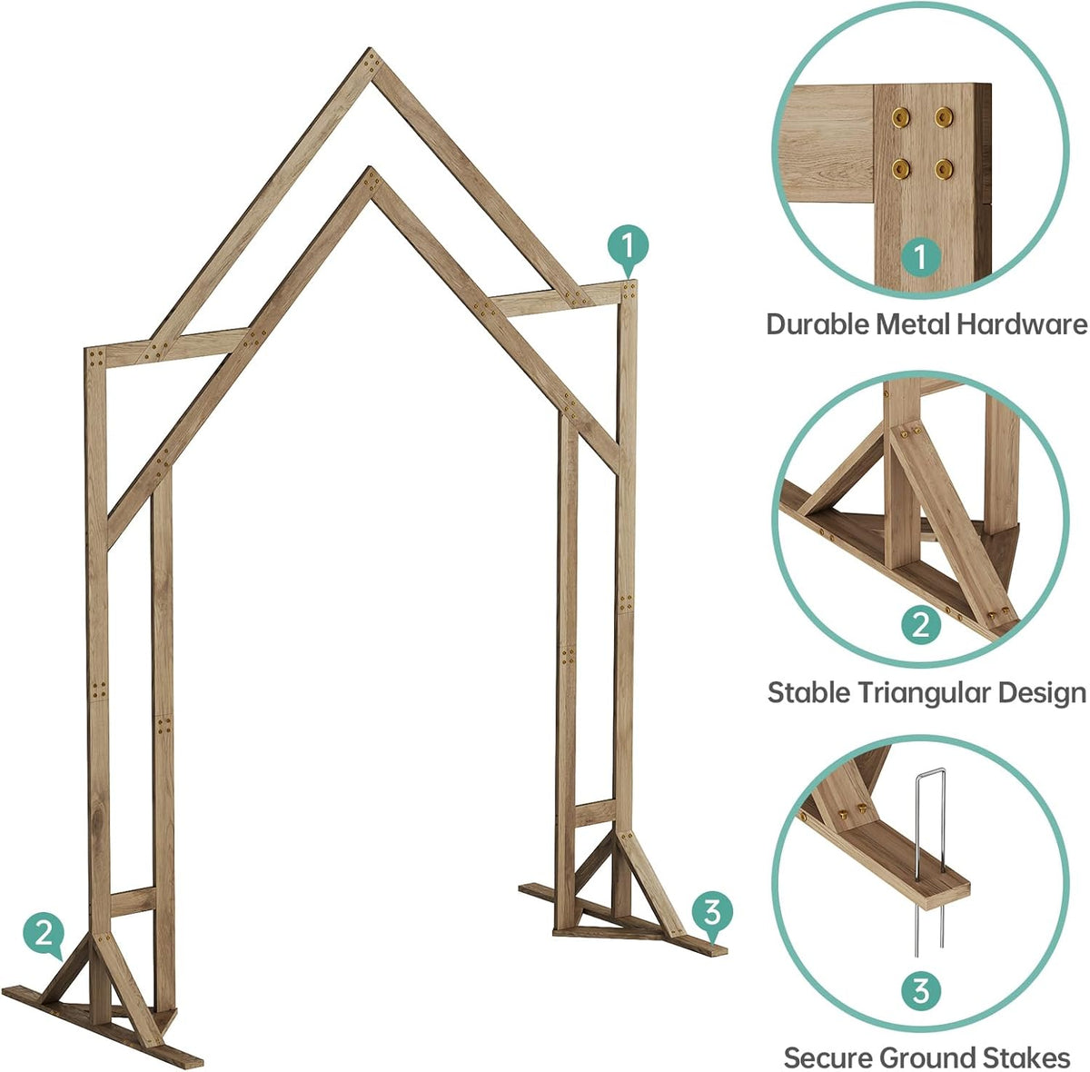 NiHome House-Shaped Solid Wood Wedding & Event Arch Frame, DIY Backdrop for Garden, Church, Party