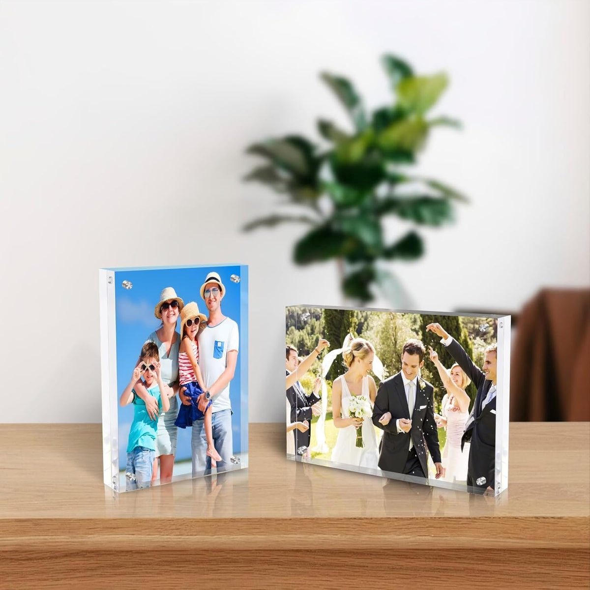 5x7 Inches Acrylic Picture Frames 5 Pack, Double Sided Magnetic Photo Frames,Free Standing on Desk