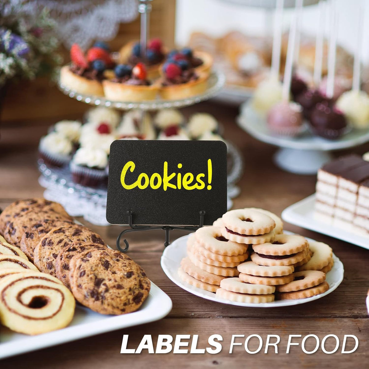 Mini Chalkboard Signs for Food Labels for Party Buffet, Small Place Cards or Name Tags with Iron