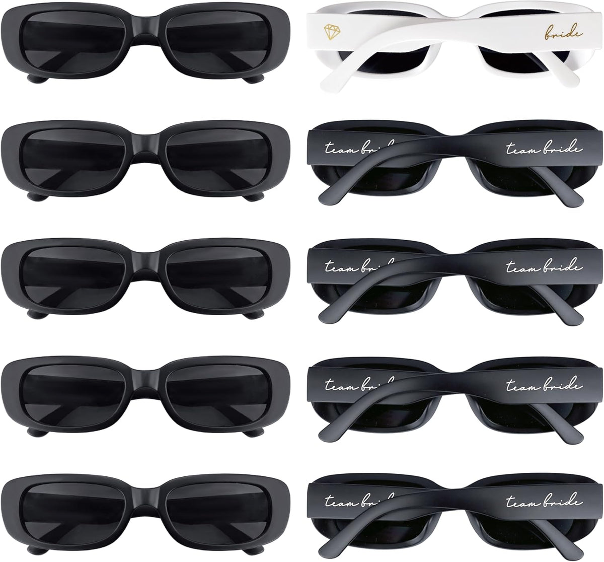Bride Squad Bachelorette Party Favors 10 Pcs Team Bride Sunglasses Retro Rectangle Bridesmaid Gifts