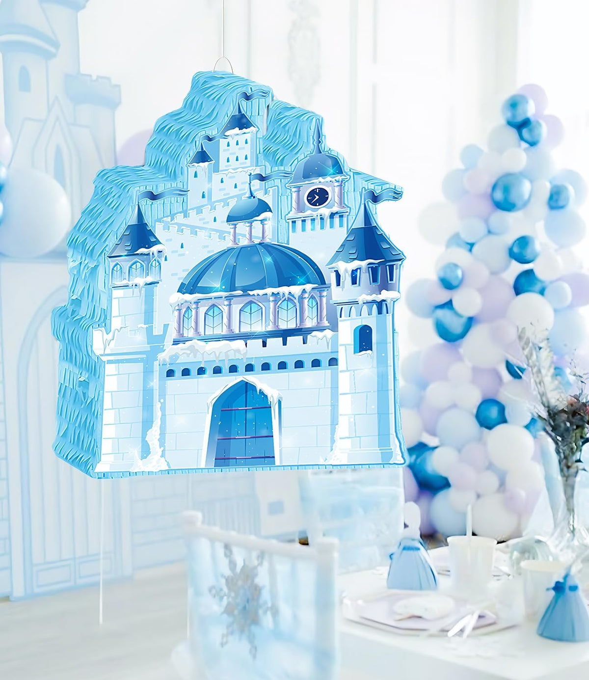Princess Winter Pinata for Girl Birthday Party Wonderland Themed Christmas Decorations Blue Ice
