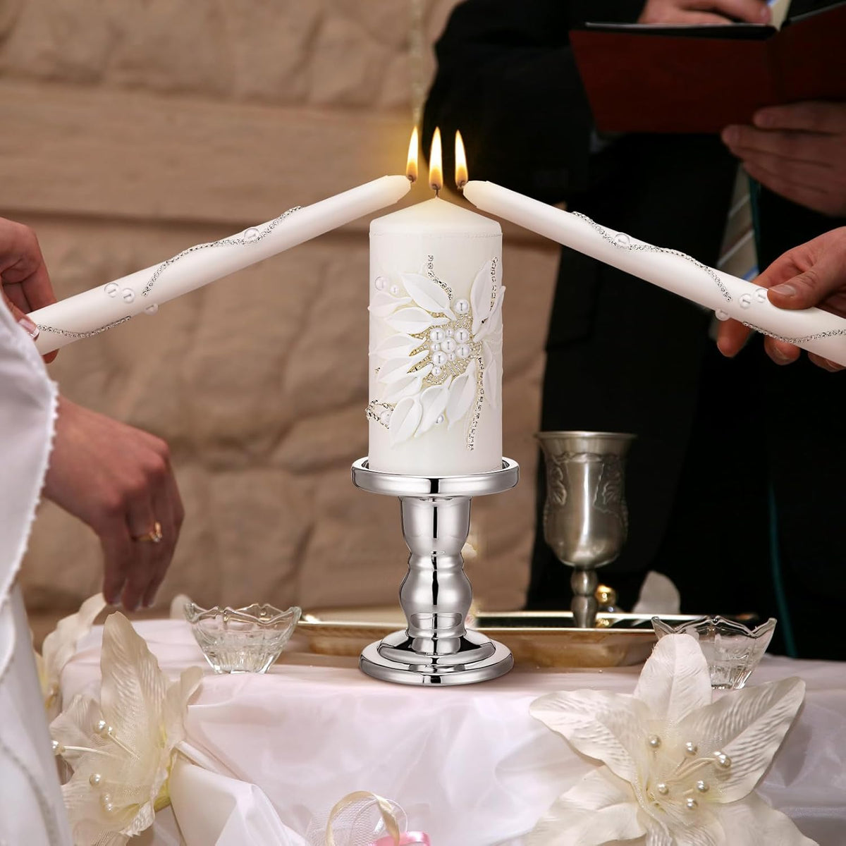 Irenare Unity Candles with Holder for Wedding Ceremony Wedding Decortions Accessories Glass Candle