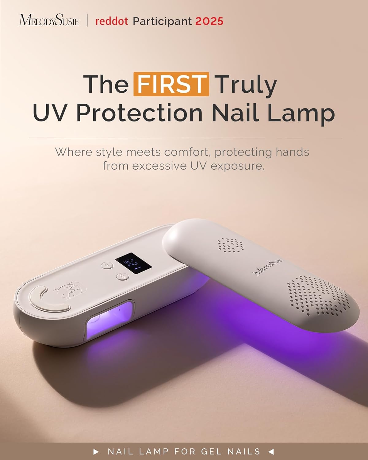 MelodySusie Plus20F Cordless UV Nail Lamp, Innovative UV Protection Light for Gel Nails with 2