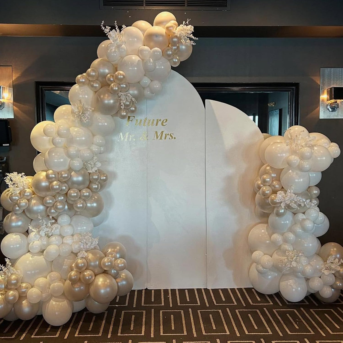 Pearl White Balloons, 50 PCS 12 Inch Double Stuffed Pearl Sand White Balloons with Thick Ivory