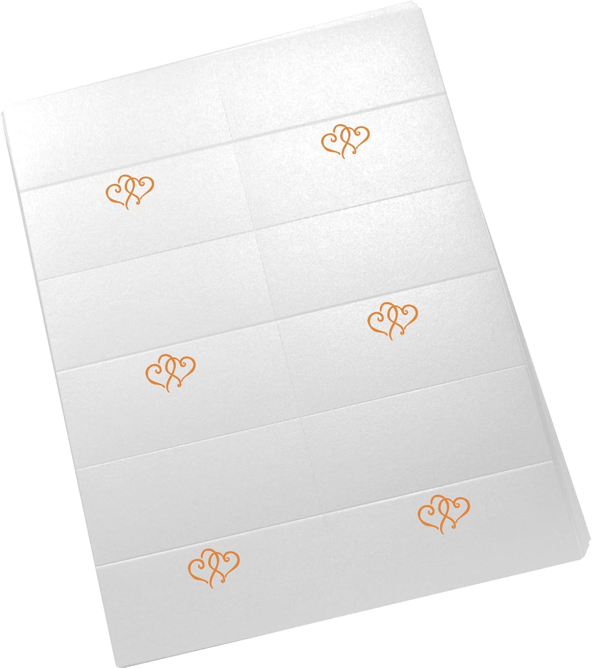 Linked Hearts Printable Place Cards, Orange (Choose Color), Set of 60 (10 Sheets), Laser & Inkjet
