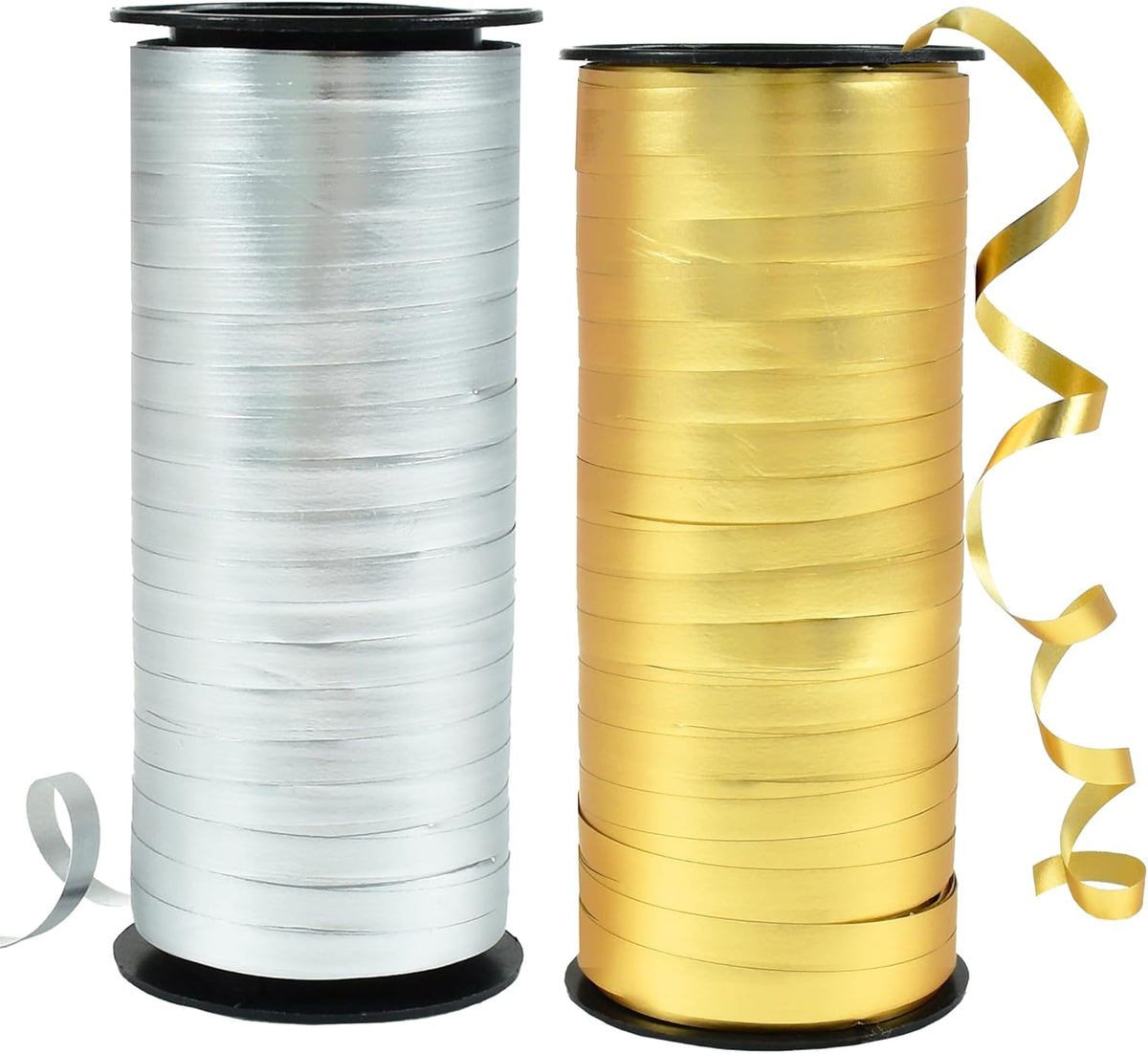 BEISHIDA Gold and Silver Curling Ribbons Balloon String Ribbons - 2 Pack 100 Yards for Gift