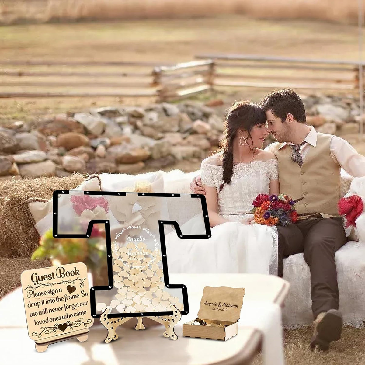 Personalized Wedding Guest Book Alternative Custom Name & Date Guestbook Sign Customized Guest Book