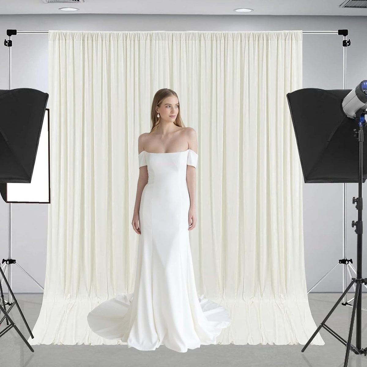 10 x 10 Feet Ivory White Backdrop Curtain for Partie, Background Curtains for Photoshoot, Birthday
