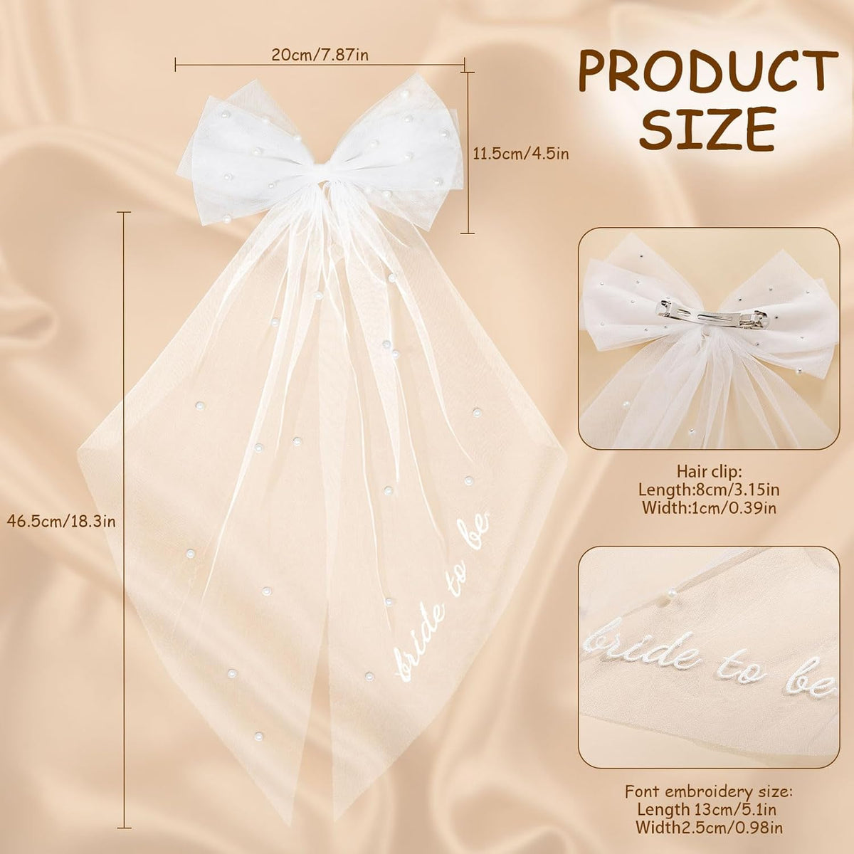Bride to Be Bridal Wedding Veils Bachelorette Party Accessories Pearl Hair Bow Veil for Women and