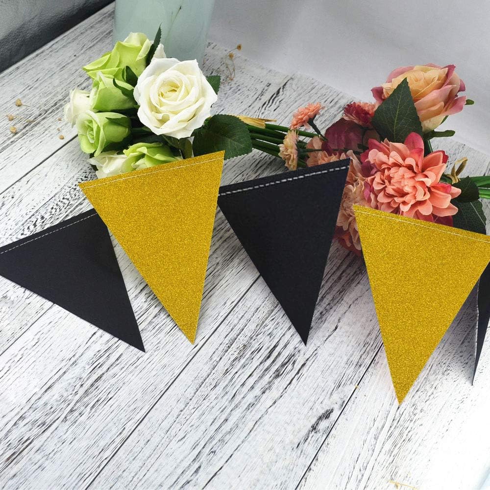 MerryNine Triangle Flag Bunting Banner, 3 Pack 30 Feet Vintage Style Pennant Banner for Wedding