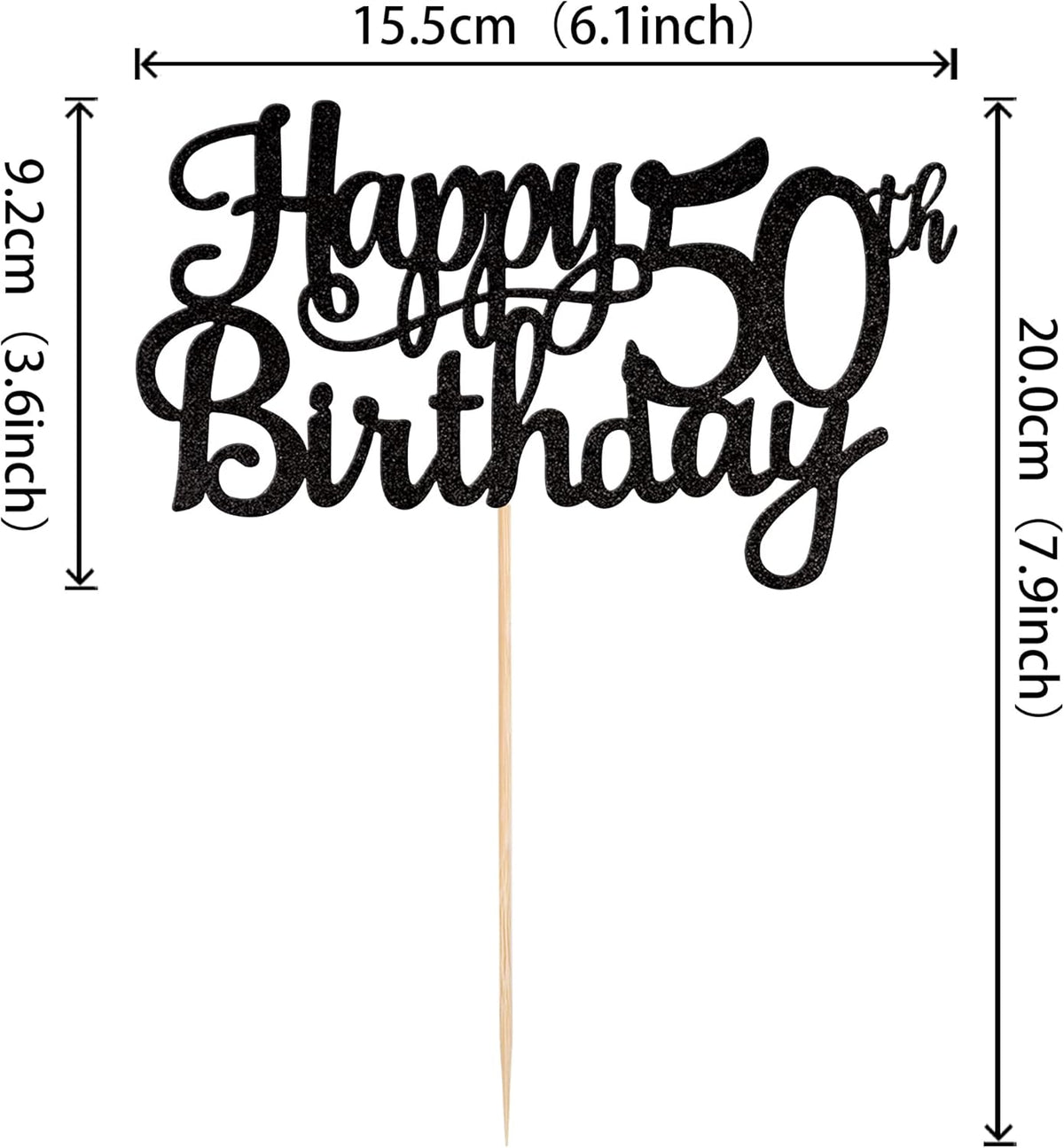 1 PCS Happy 50th Birthday Cake Topper Glitter Cheers to 50 Years Birthday Cake Pick 50 Fabulous