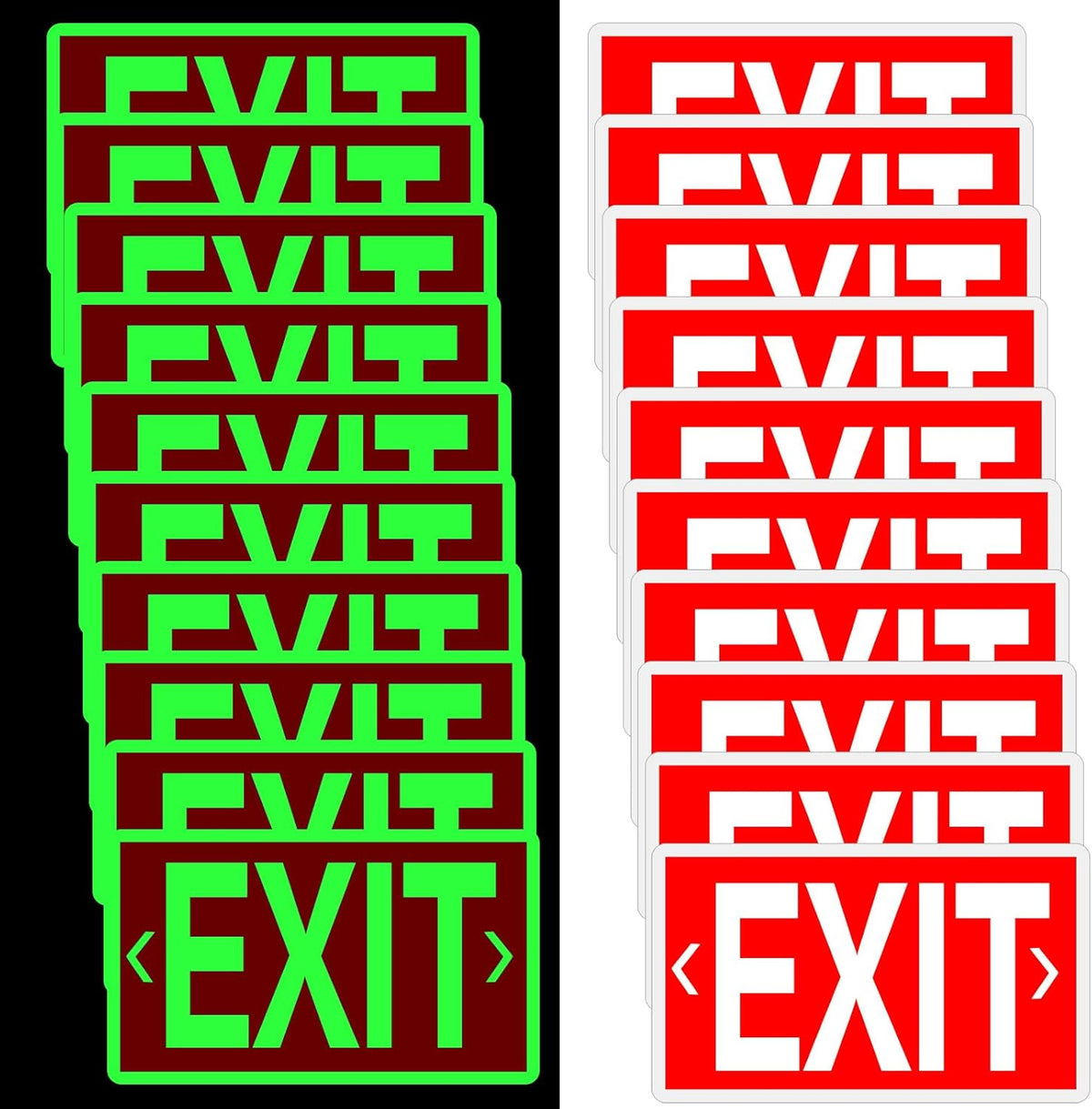 20 Pcs Glow in the Dark Exit Signs for Business 12 x 7 Inch Photoluminescent Signs Stickers for