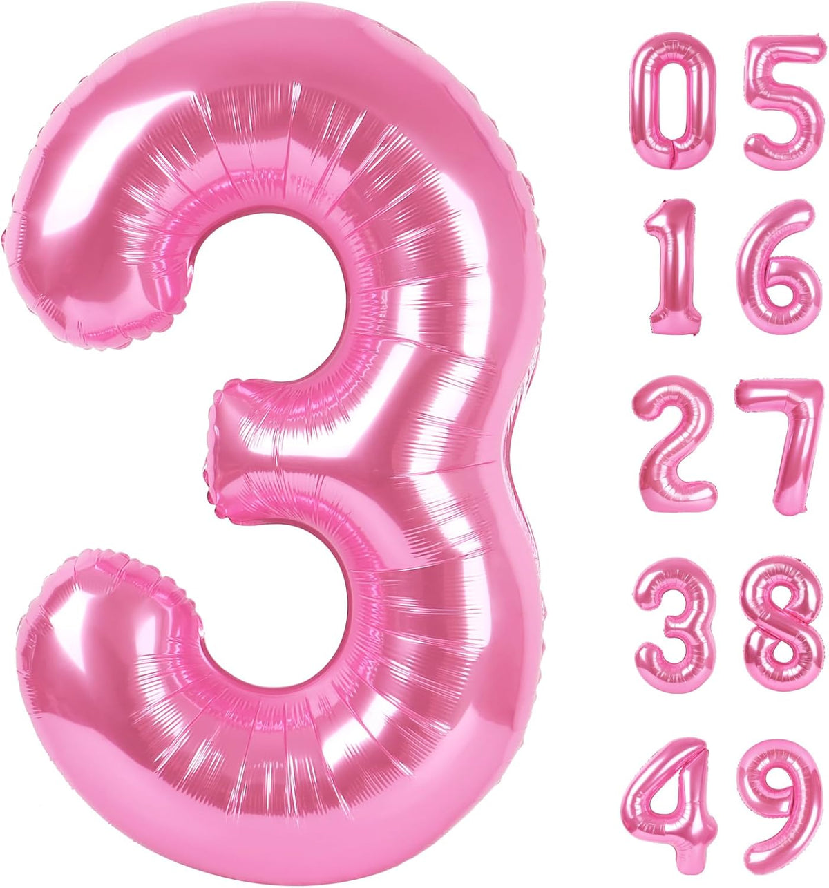 Large Pink 3 Number Balloon 40 Inch, 3 13 23 30 33 36 38 Pink Birthday Party Decorations, Number