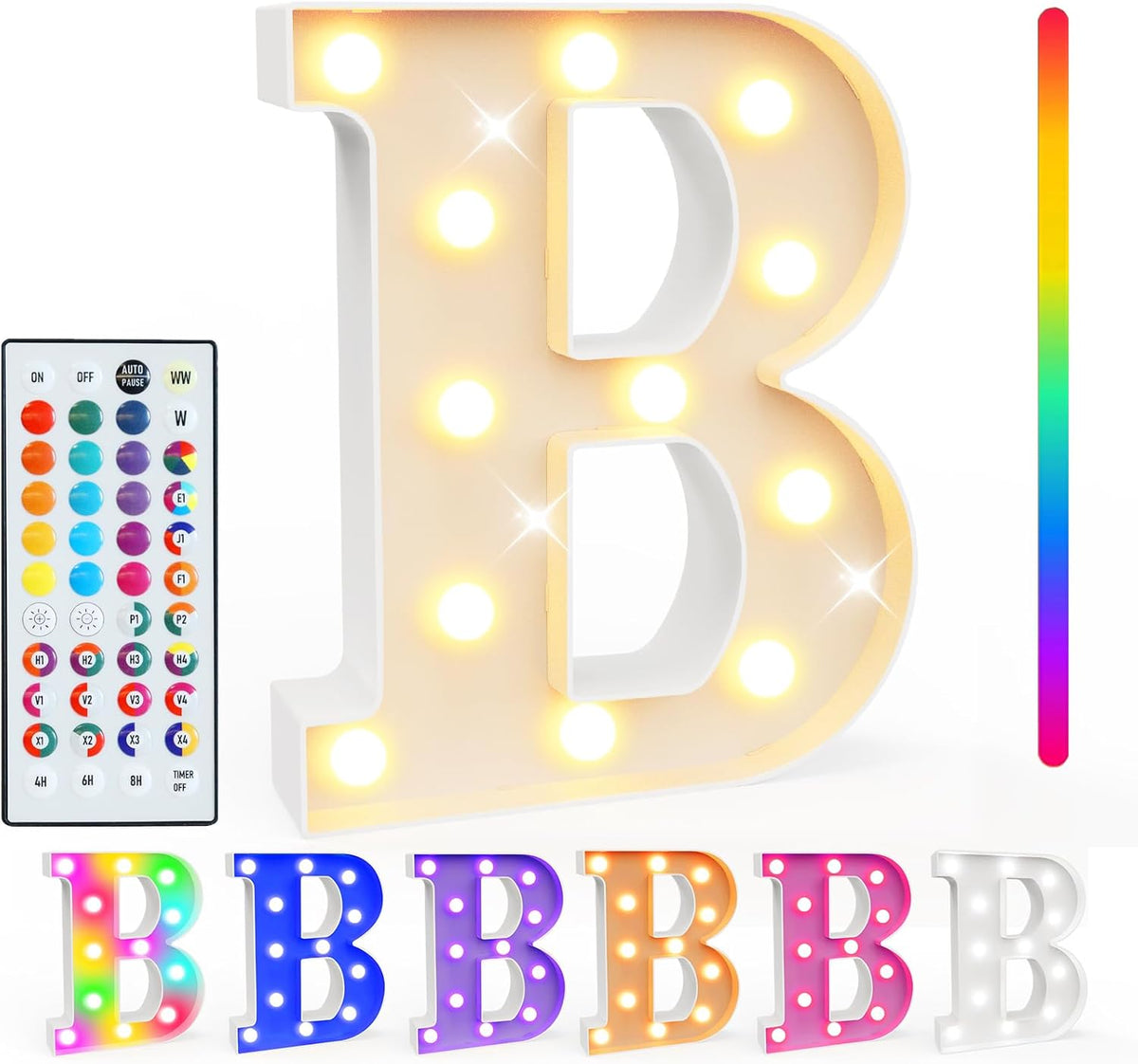 Pooqla Colorful Light Up Letters with Remote, Upgraded 35 Colors LED Marquee Letters, RGB Lighted