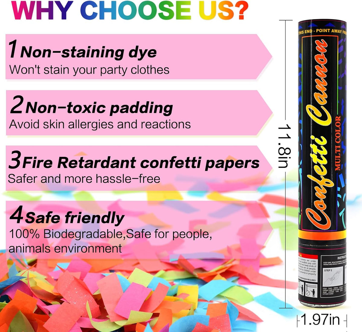 Confetti Cannon Multicolor 12 Pack Biodegradable Confetti Popper Party Confetti Shooters12 Inch