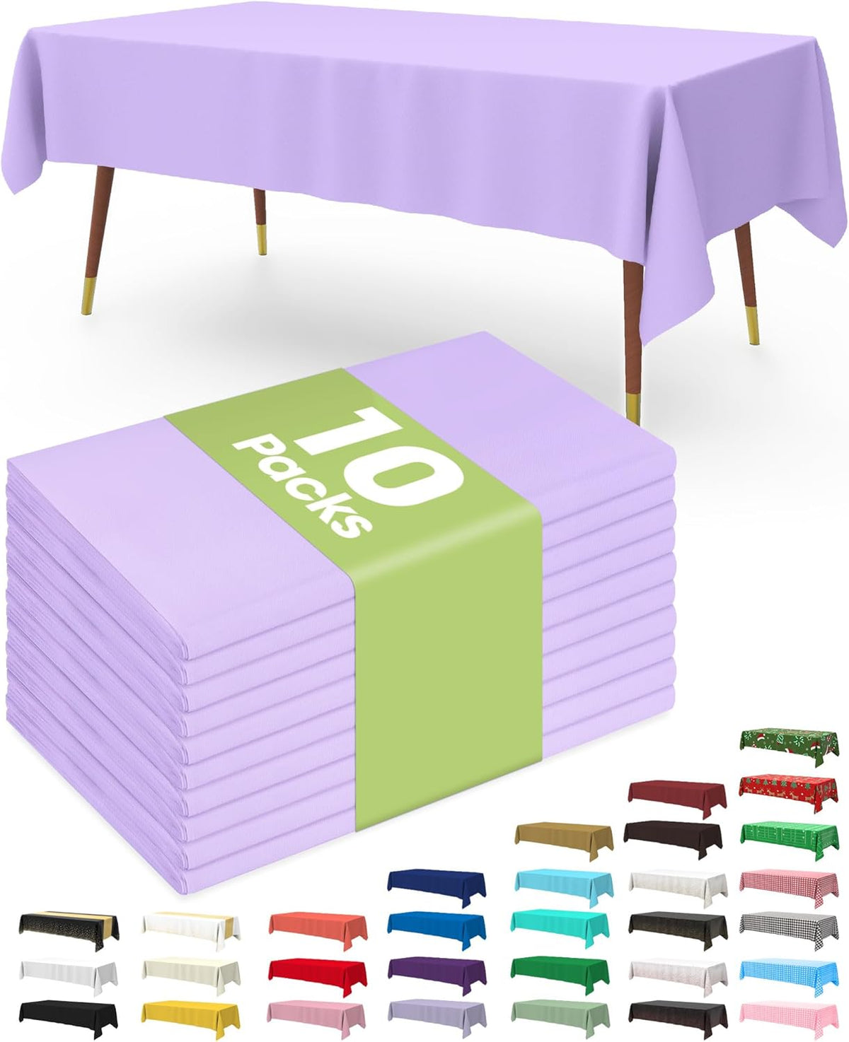 Pureegg Plastic Table Cloth Disposable 10 Pack, 54 x 108 Inch Table Cloths, Easter Party