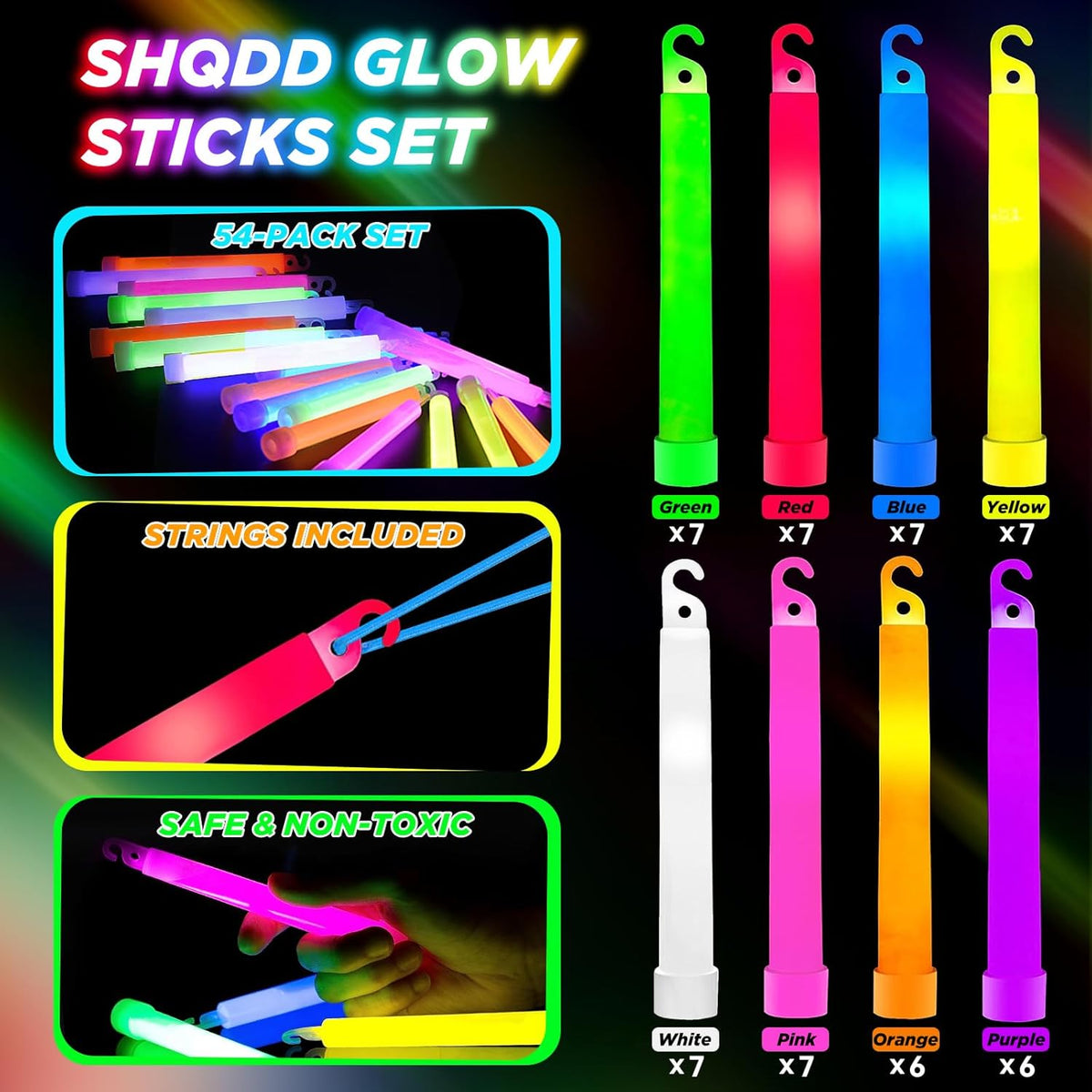 54Pcs Glow Sticks - 4 inch Glow In the Dark Sticks Halloween Party Favors, Waterproof Glow Sticks