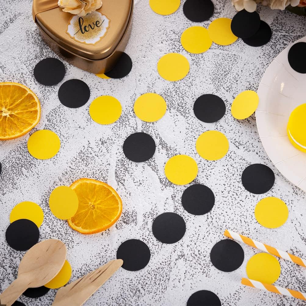 Black and Yellow Confetti Table Decoration for Birthday Graduation Baby Shower Mom to Bee Party