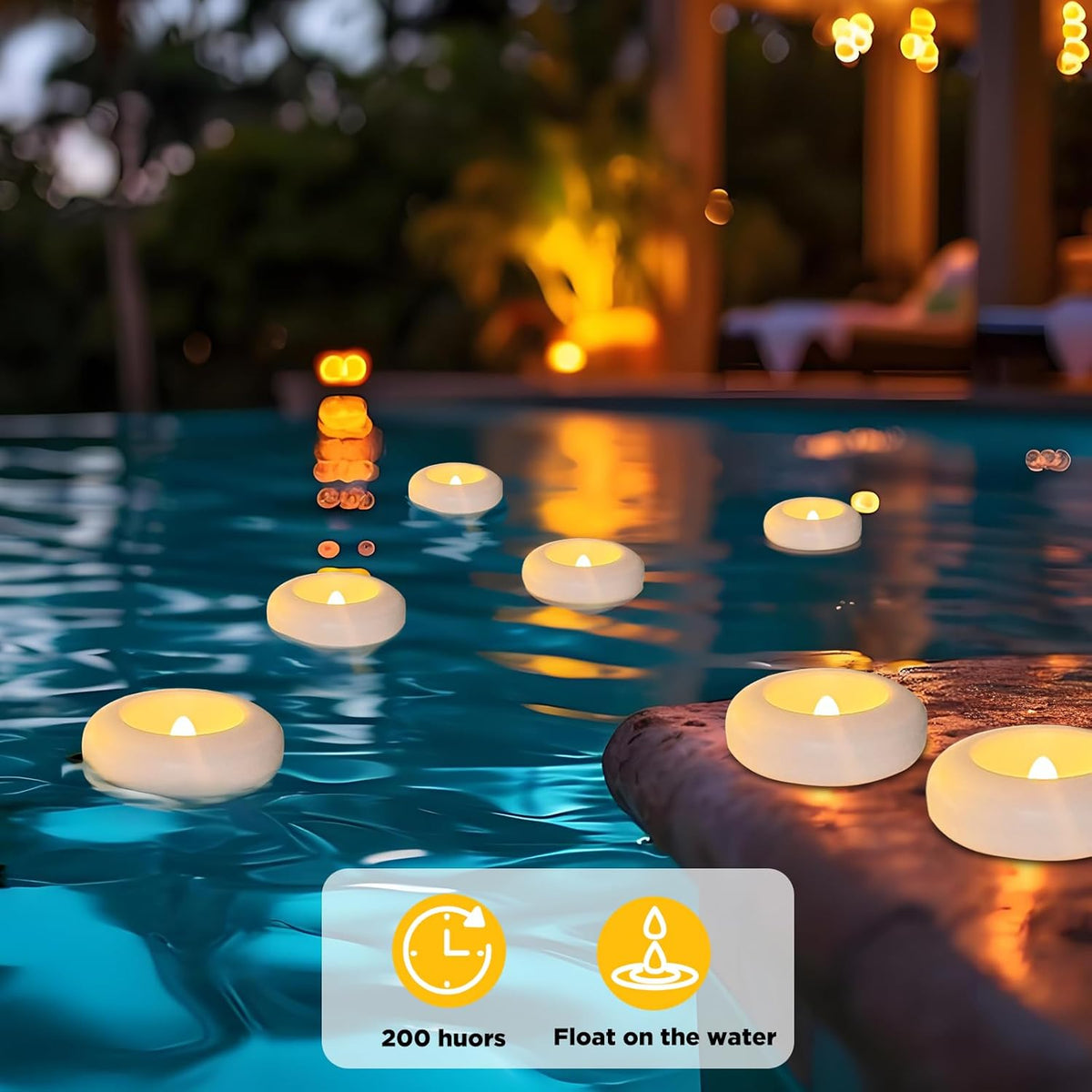 24 Pack 3” Flameless LED Floating Candles, Water-Activated Battery Operated Floating Candle