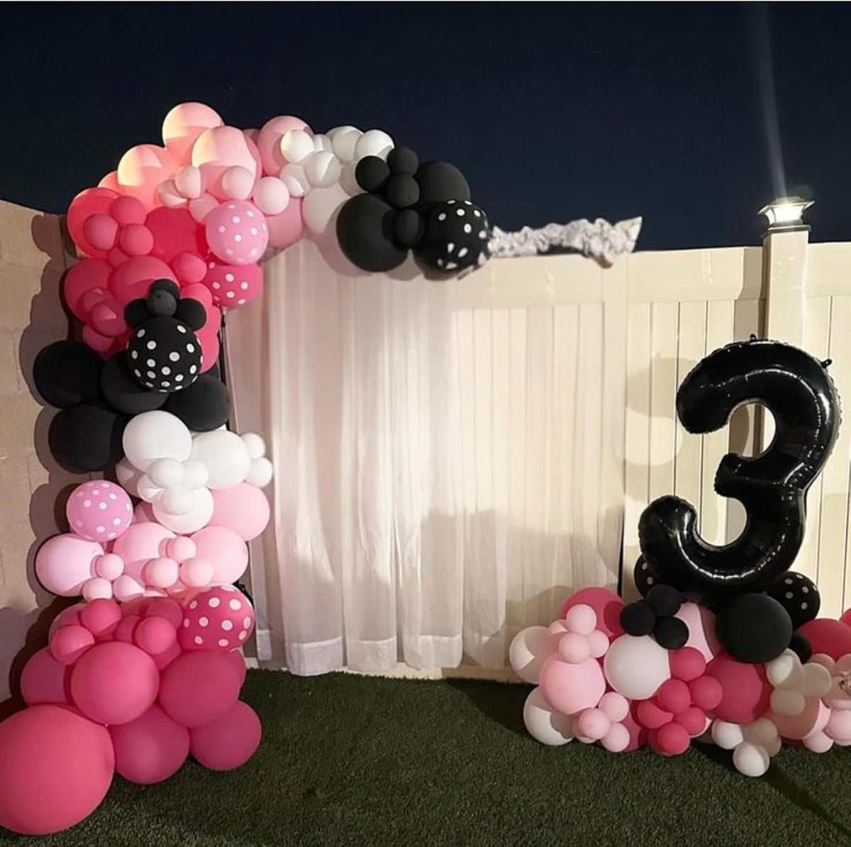 Pink and Black Balloons,50Pcs 12 Inch Hot Pink White Black Dots Metallic Pink Latex Balloons,for