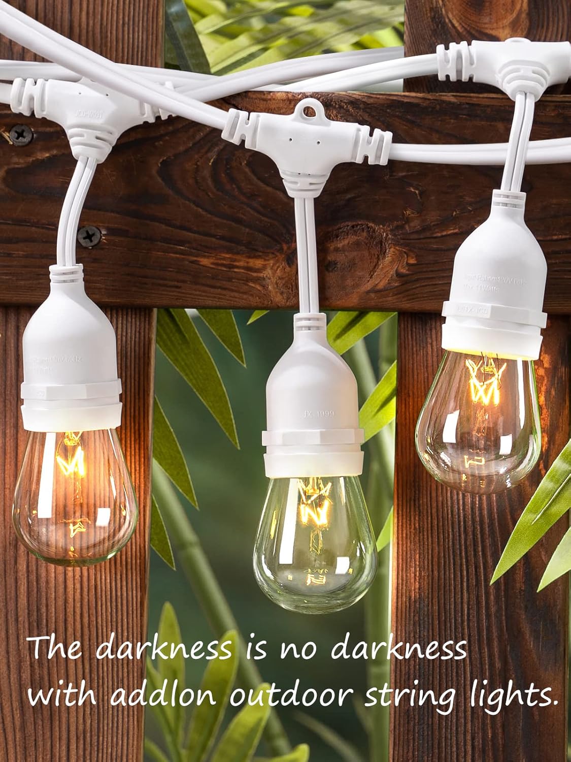 addlon 96FT(48FT*2) Outdoor String Lights White Commercial Grade Weatherproof Strand, 36 Edison