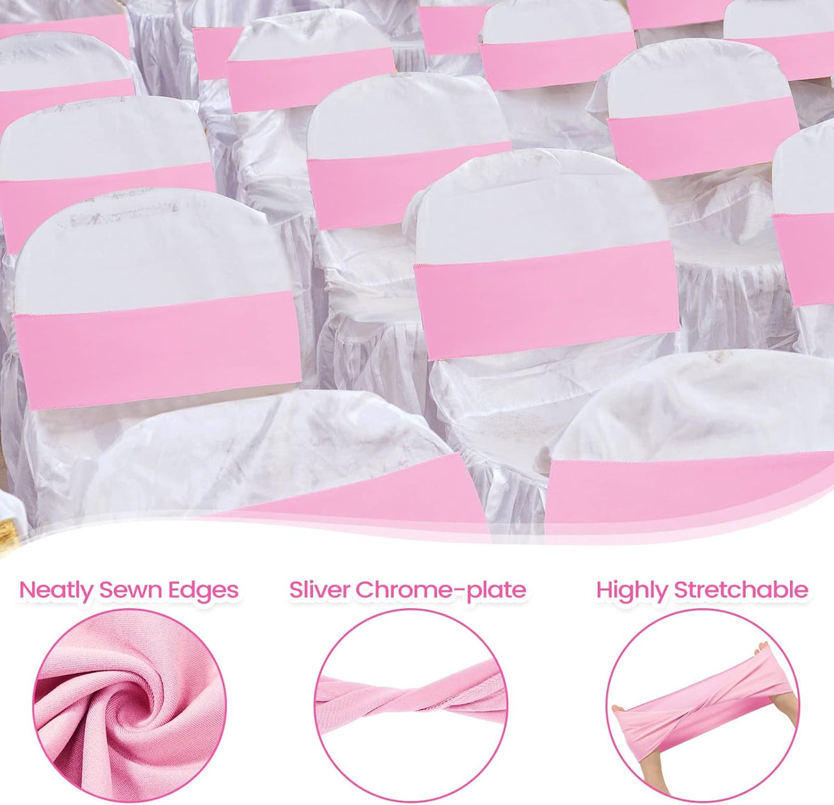 Kinlop 50 Pcs Spandex Chair Sashes Bows Chair BanB0C3V1RSWZds Slider Sashes for Covers Elastic