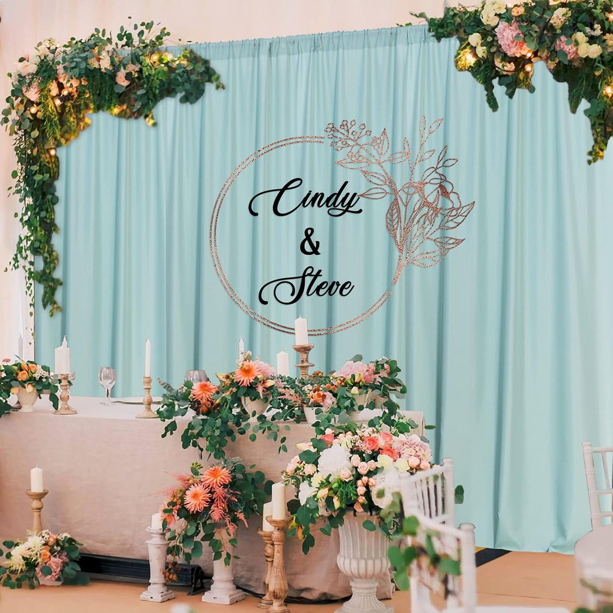 MYSKY HOME Light Green Backdrop Curtains for Parties, Weddings, Stage & Photography - 5ft x 10ft, 2