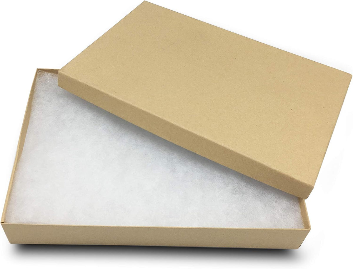 TheDisplayGuys - 25-Pack #53 Kraft Paper Cardboard Gift Boxes/Jewelry Cases w. Cotton Padding & Lid