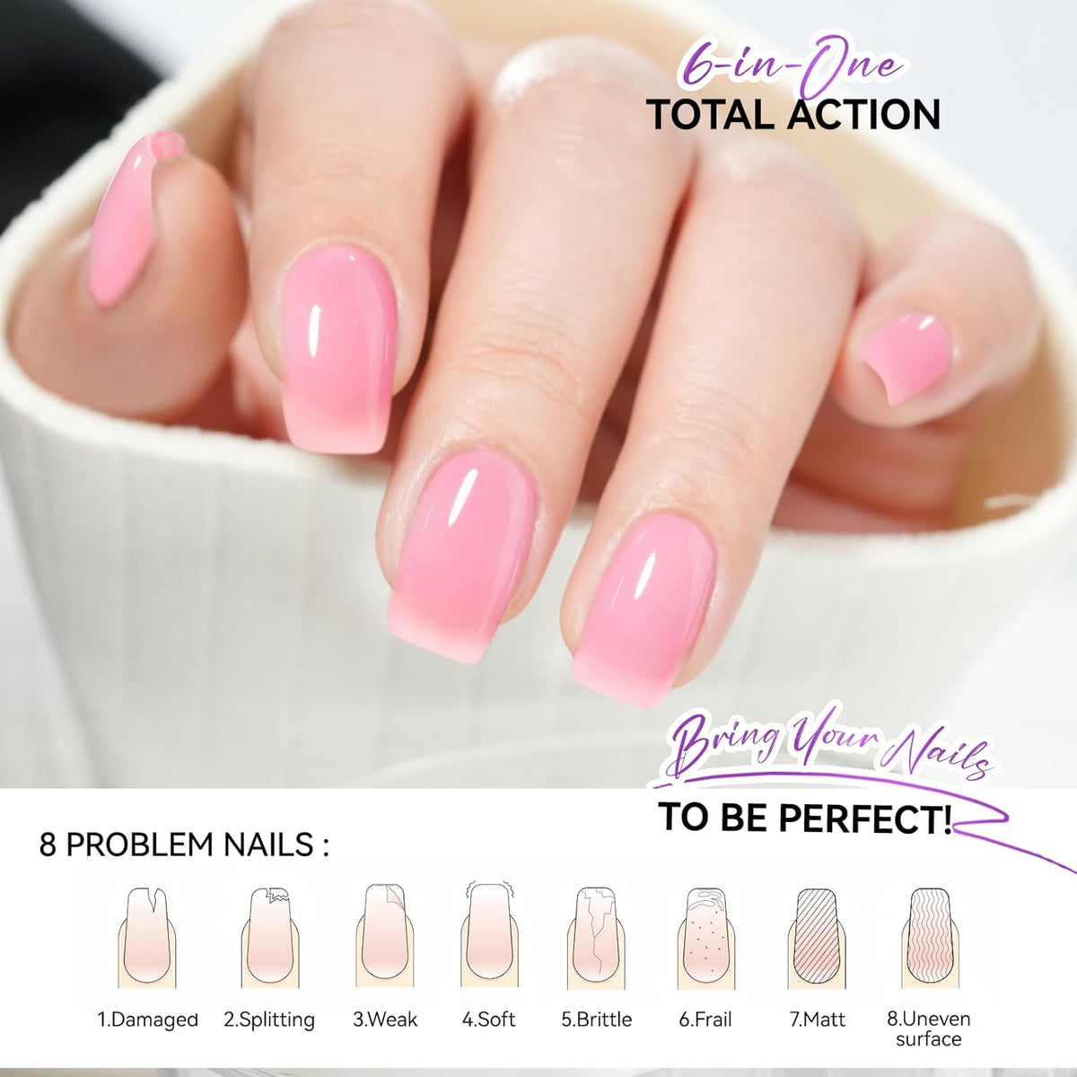 Nail Polish Strengthener and Growth Treatment: Pink 15ml Gelike EC Natural Nail Hardener Extra