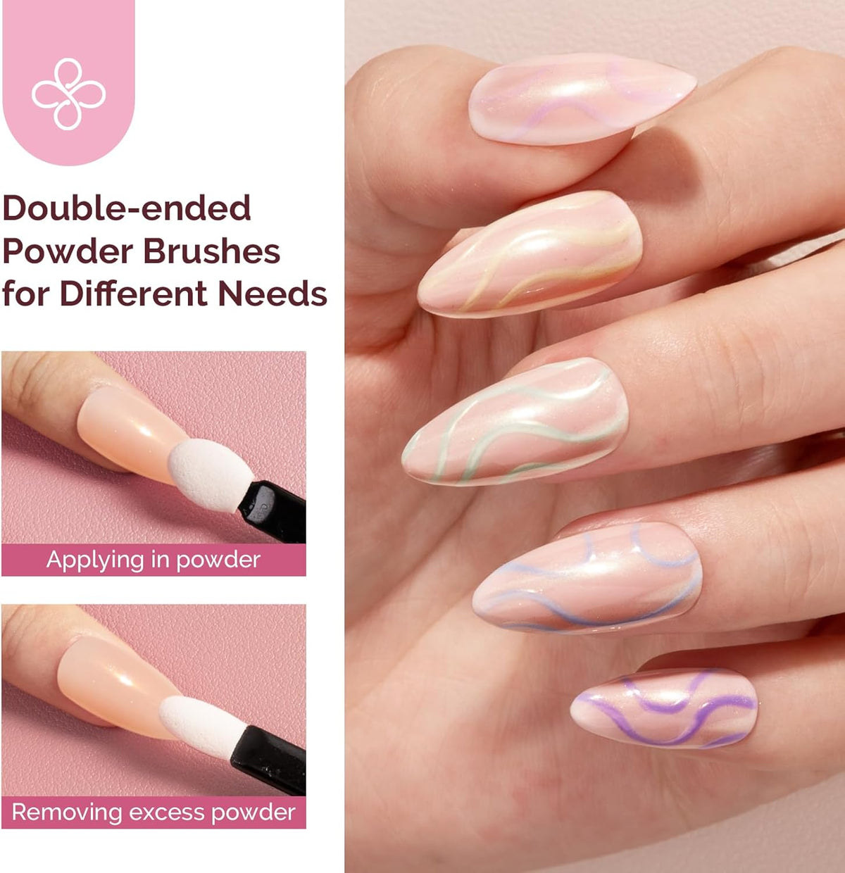 MelodySusie 4Pcs Chrome Nail Powder for Gel Nails, Aurora Fine Glitter Powder Mirror Effect Pigment
