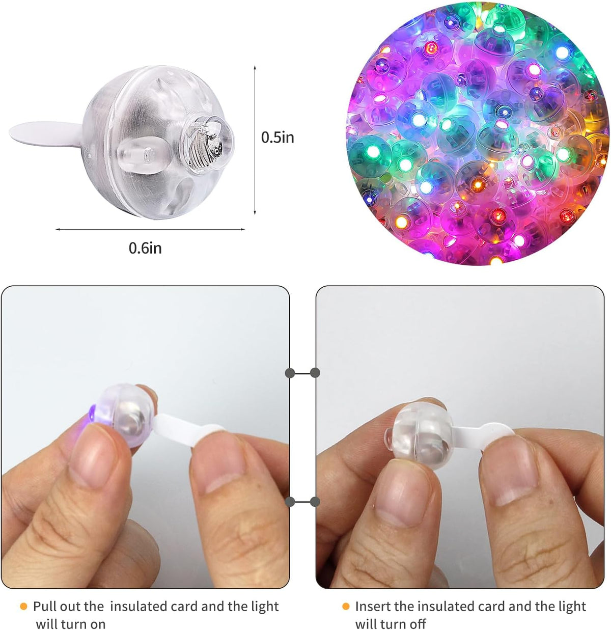 Aogist 100Pcs 10-Colors Balloon Lights with Hook,Long Standby Time,Waterproof Mini Light for