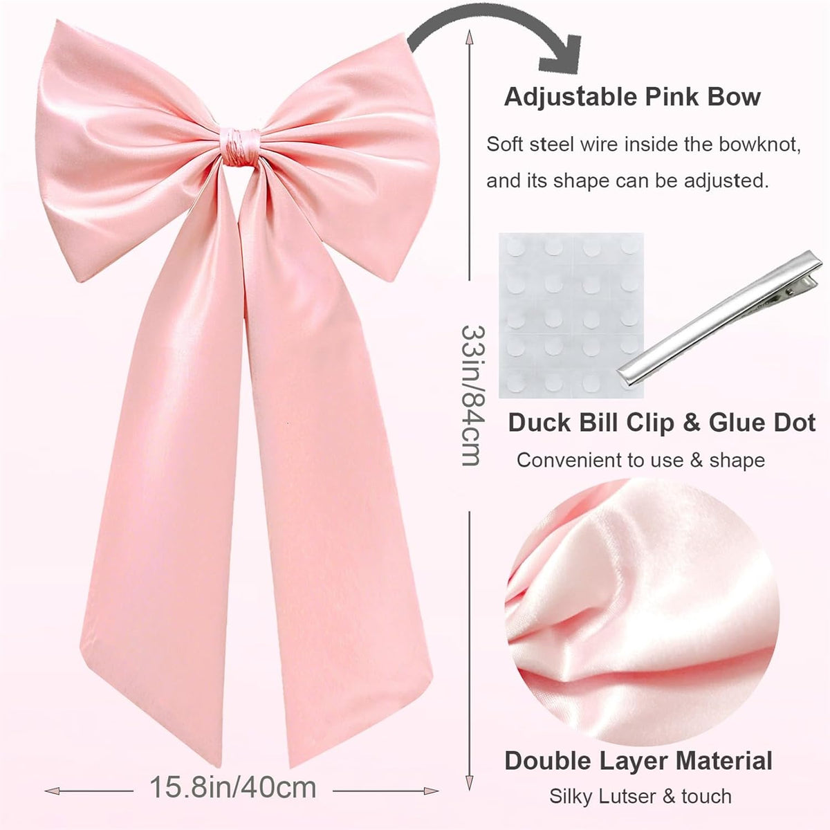 Large Pink Bow for Decorations Big Pink Ribbon Bows Banner Décor Large Bow Wall Hanging Decor for
