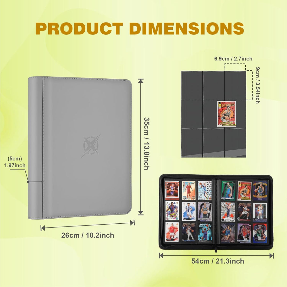 Trading Card Binder, Card Binder 9 Pocket for Trading Cards, Holds 540 Cards, Zippered Premium Card