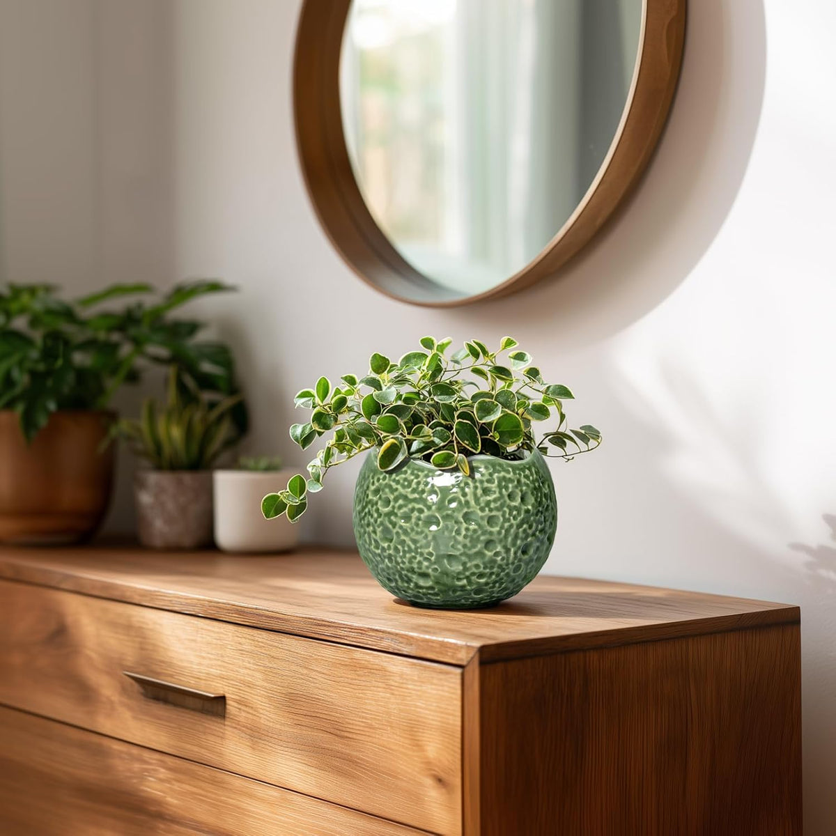 Ceramic Plant Pots - 4 inch Plant Pot with Drainage Hole, Small Pots for Plants Indoor Outdoor