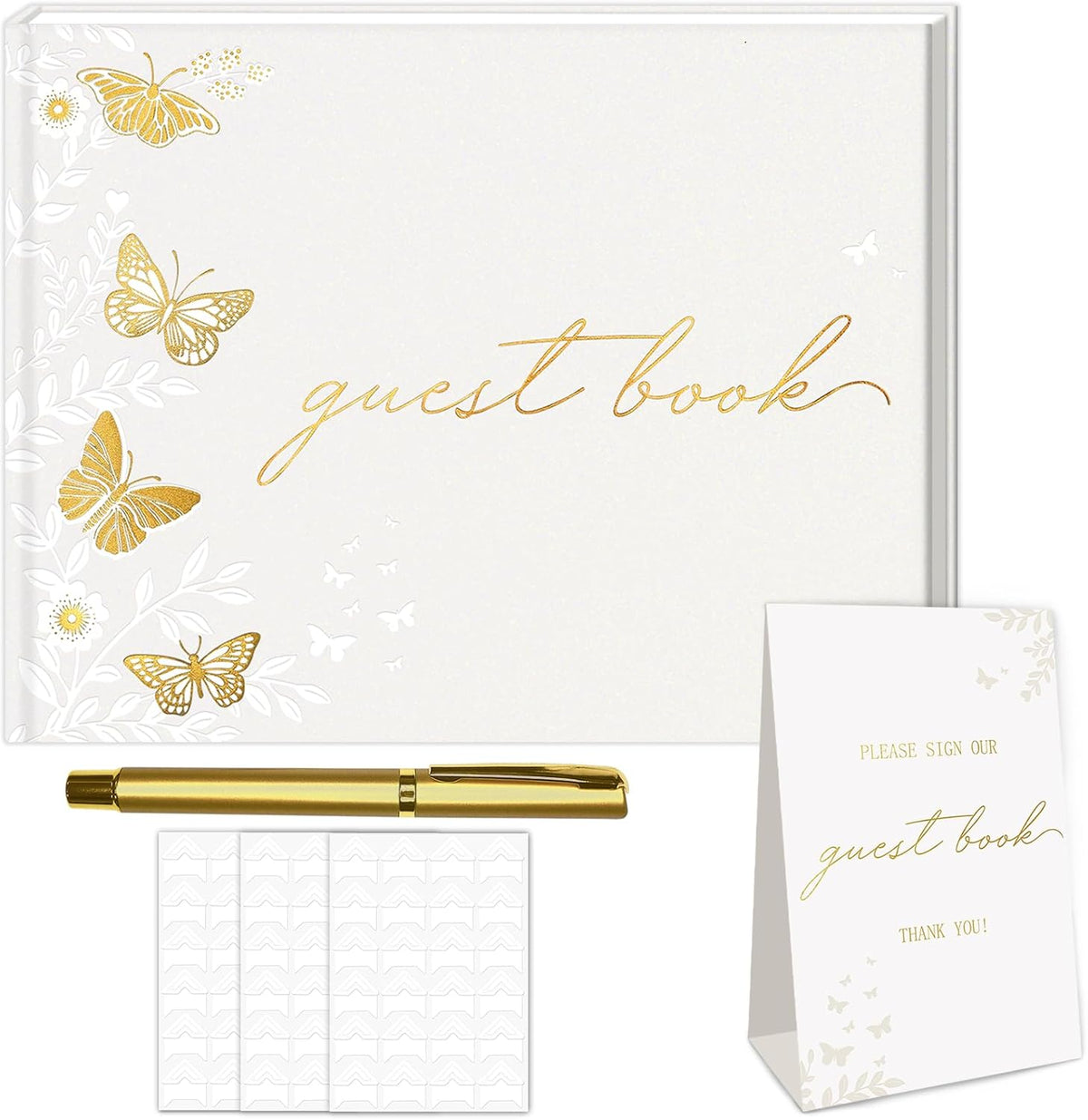 FREXISYN Wedding Butterfly Guest Book 9x7'' - Personalized Photo Guestbook with Pens for Reception