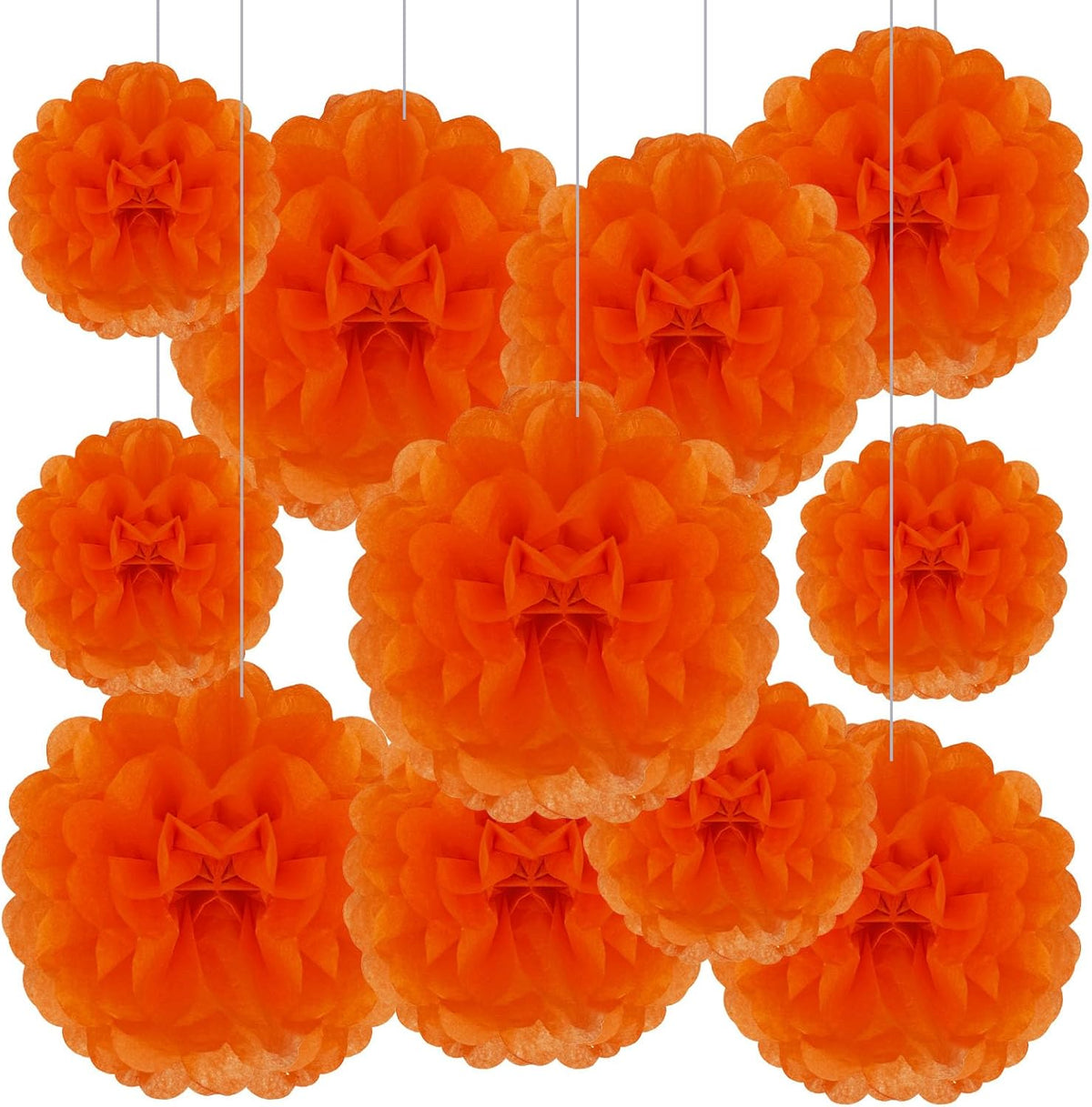 Tissue Paper Pom Poms, Orange Tissue Paper Flowers, Hanging Flower Balls for Weddings Fiesta