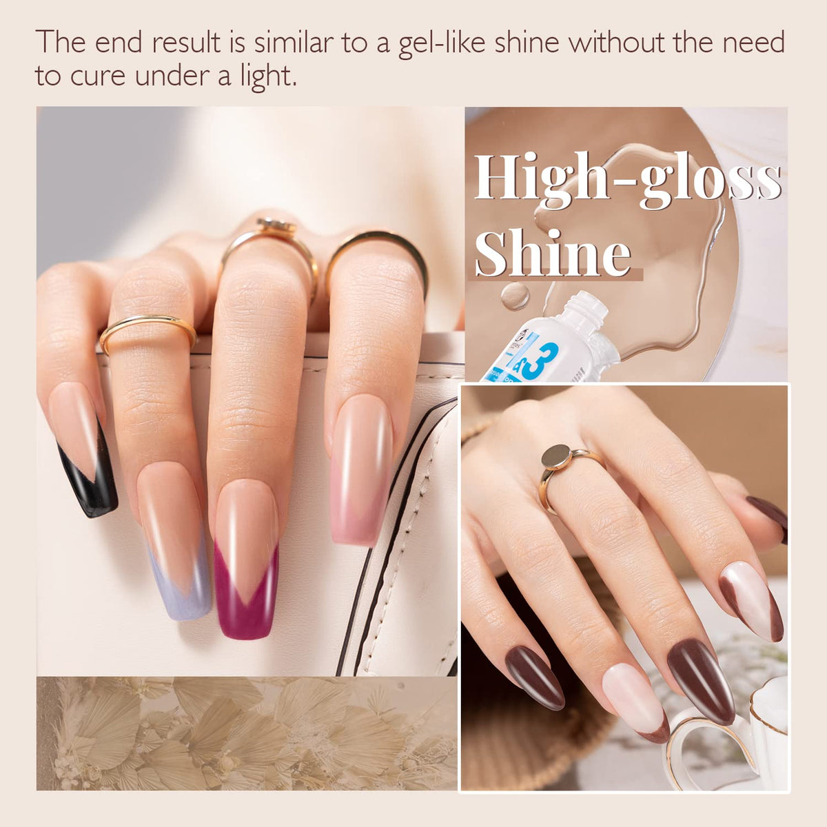 Beetles Dip Powder Liquid Set - 2 In 1 Dip Base & Top Coat and Activator, Dip Nail Liquid Set for