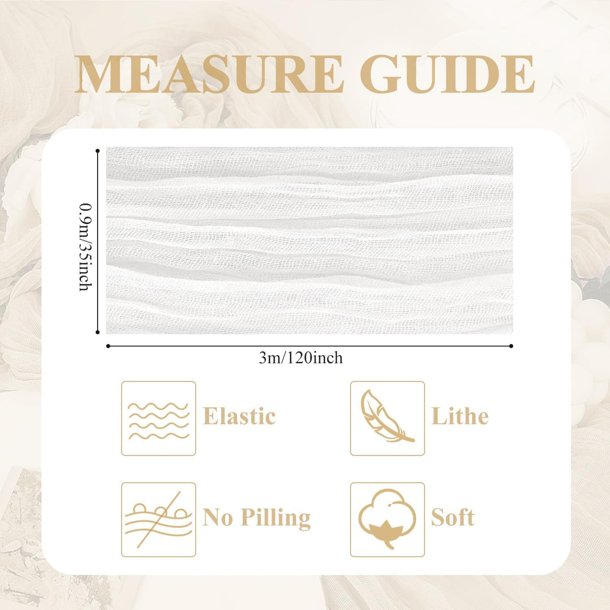 Asee'm 12pcs Cheesecloth Table Runner 120 Inches Long Ivory Boho Gauze Cheese Cloth Runner 10FT