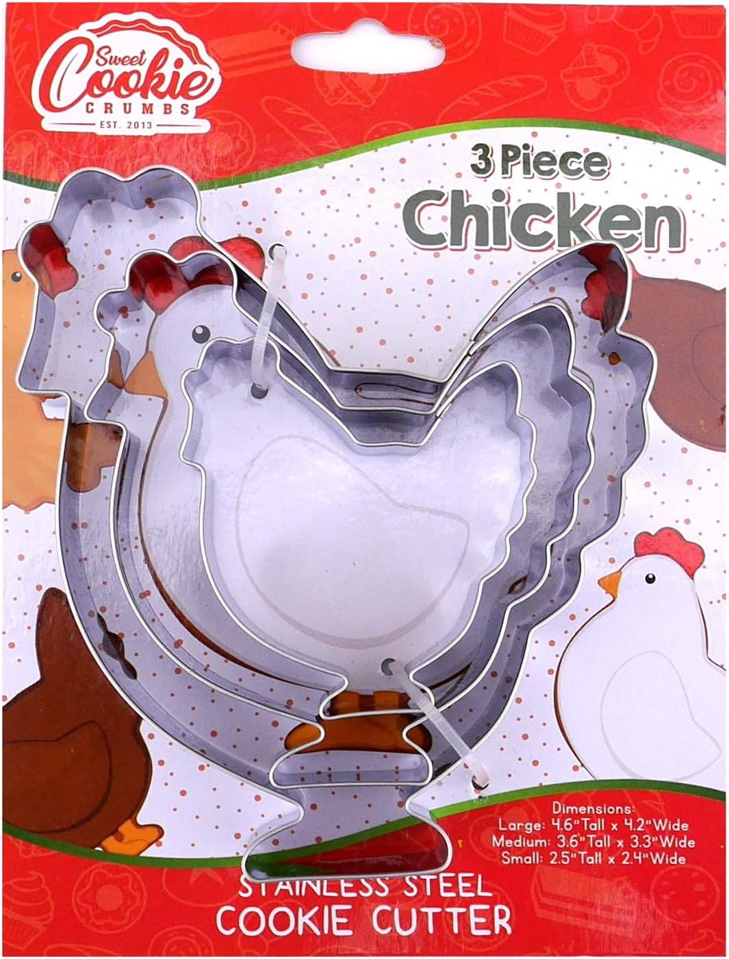 Chicken Cookie Cutter Set – Sharp & Stainless Steel Cooking Utensils – A Fun Fit for Sandwiches