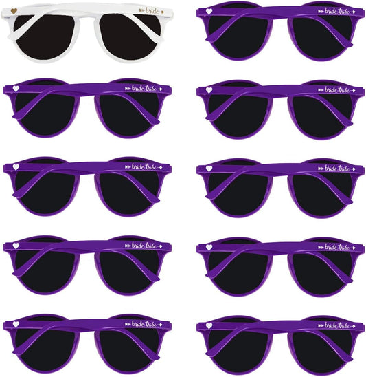 LADY&HOME Bachelorette Party Cat Eye Sunglasses - Bridesmaid & Bridal Shower Supplies, 10pcs Round