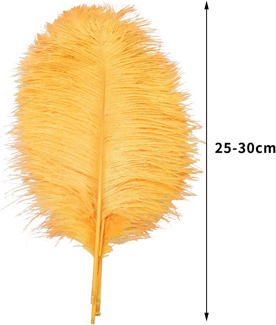 24pcs Natural Luxury Gold Ostrich Feathers 10-12inch (25-30cm) for Wedding Party