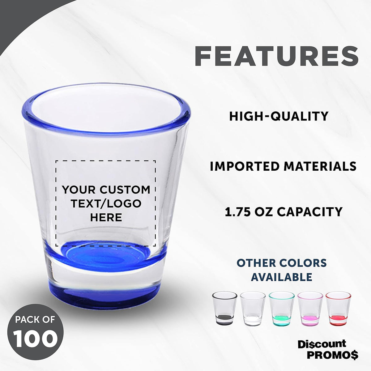 Custom Shot Glasses 1.75 oz. Set of 100, Personalized Bulk Pack - Great for Wedding Favors