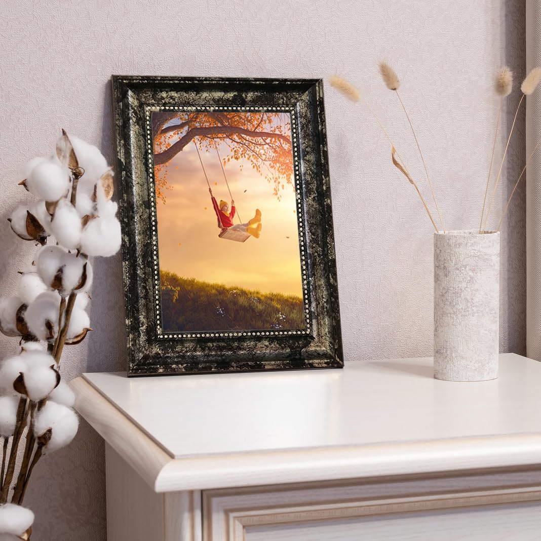 TKGYU 4x6 Picture Frame with Real Glass, 4 Pack Ornate Vintage Picture Frames for Wall or Tabletop
