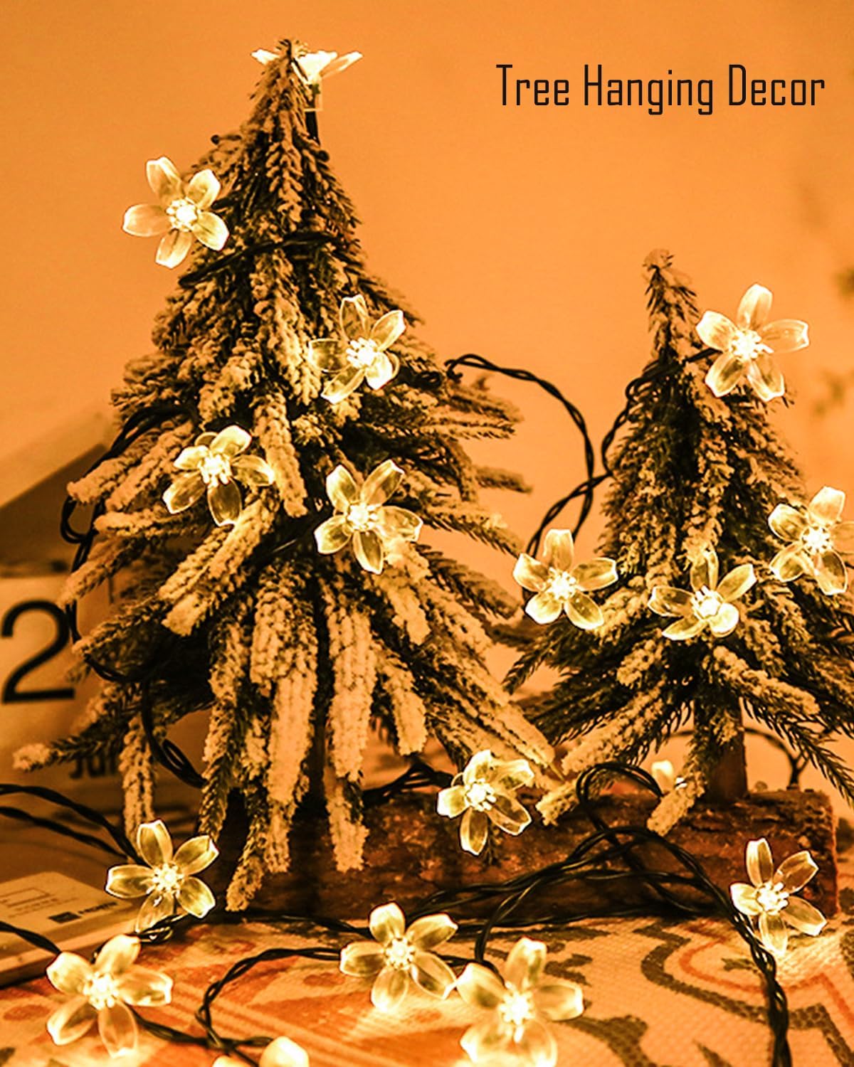 Cherry Blossom Fairy Flower String Lights Indoor Bedroom Decorations, 33ft 100 LED USB Plug in